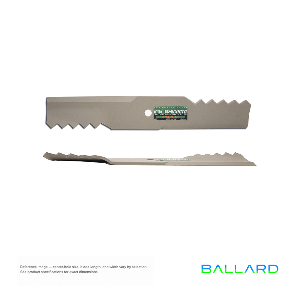 Mowchete HDU Combat Mower Blades: 18 5/8" Long, 1 1/8" Center Hole, 3" Wide, .250" Thick (Three Blade System) image number null